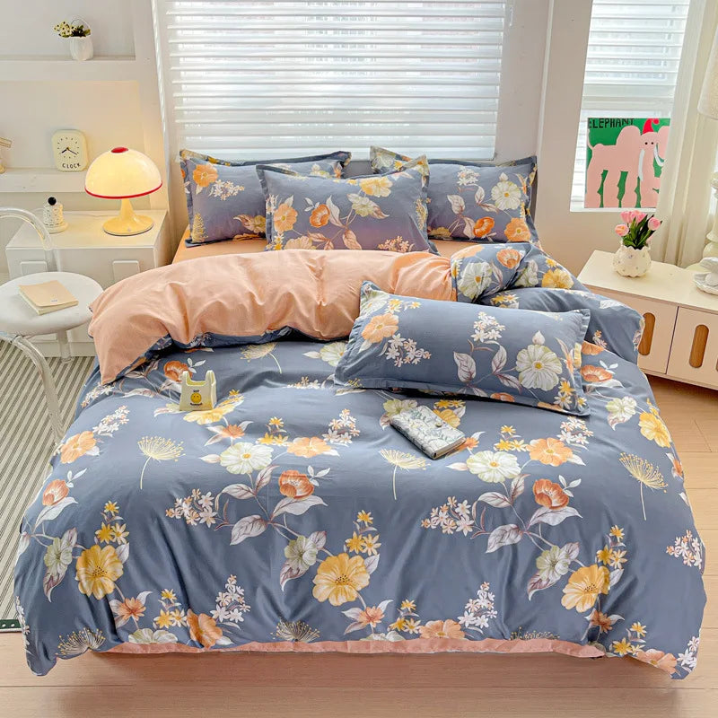 Afralia™ Cozy Cotton Bedding Set for Double Bed, Autumn Winter Duvet Cover Kit