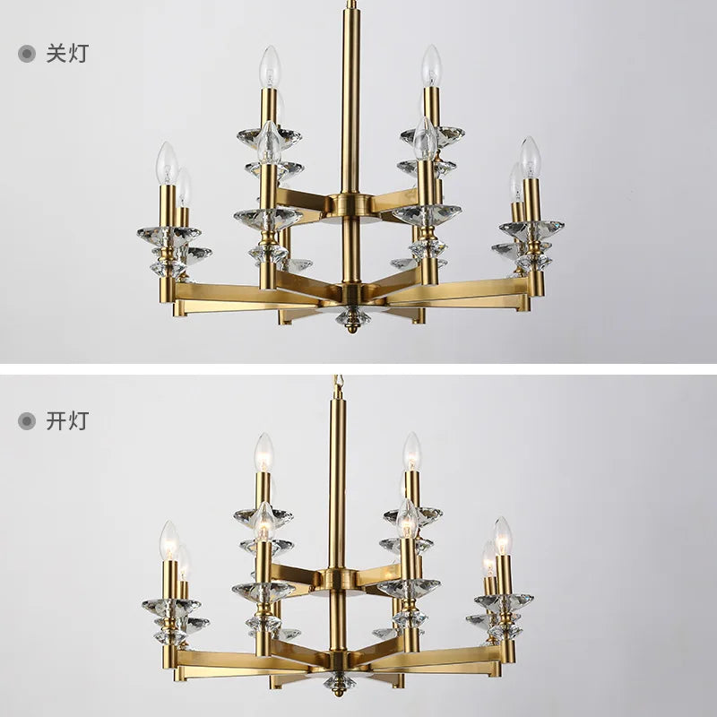 Afralia™ Glass Candle Crystal Chandelier: Elegant European Retro Style for Living Room and Dining Room