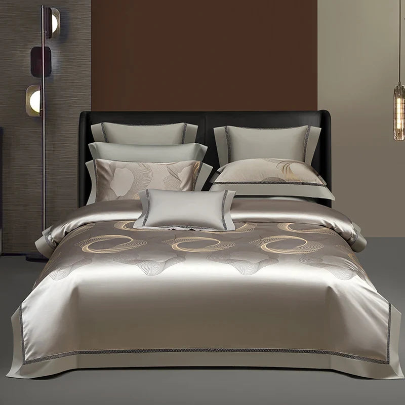 Afralia™ Luxury European Jacquard Duvet Cover Set with Satin Finish