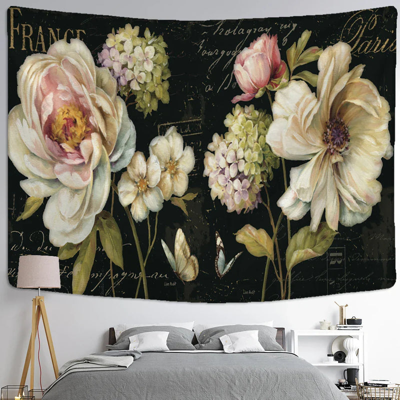 Bohemian Floral Tapestry Wall Hanging for Aesthetic Room Decor by Afralia™