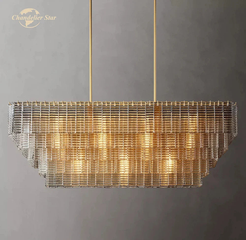 Afralia™ Sirene Glass Rectangular Chandelier Pendant Light - Modern LED Decoration Fixture