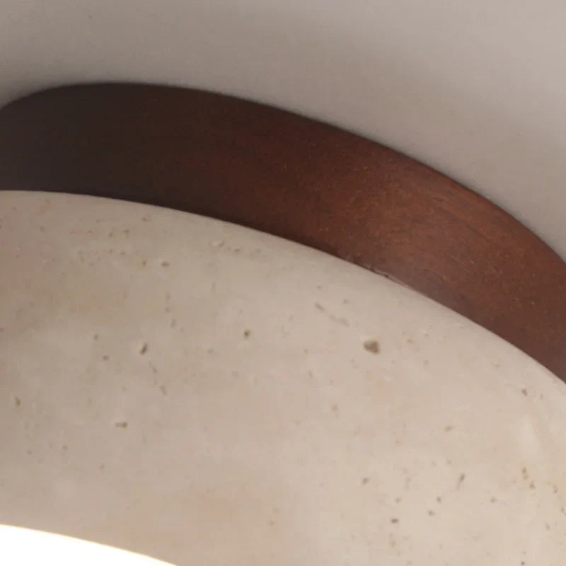 Afralia™ Natural Yellow Travertine Wood Canopy LED Ceiling Light - Nordic Modern Ellipse-Look