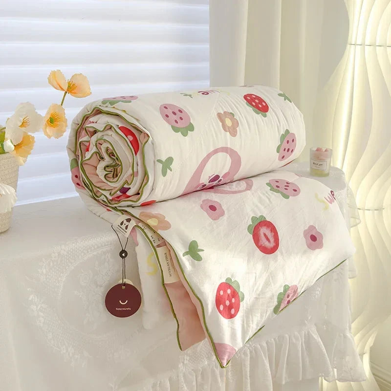 Afralia™ Summer Comforter Queen Size Lightweight Double Gauze Breathable Blanket