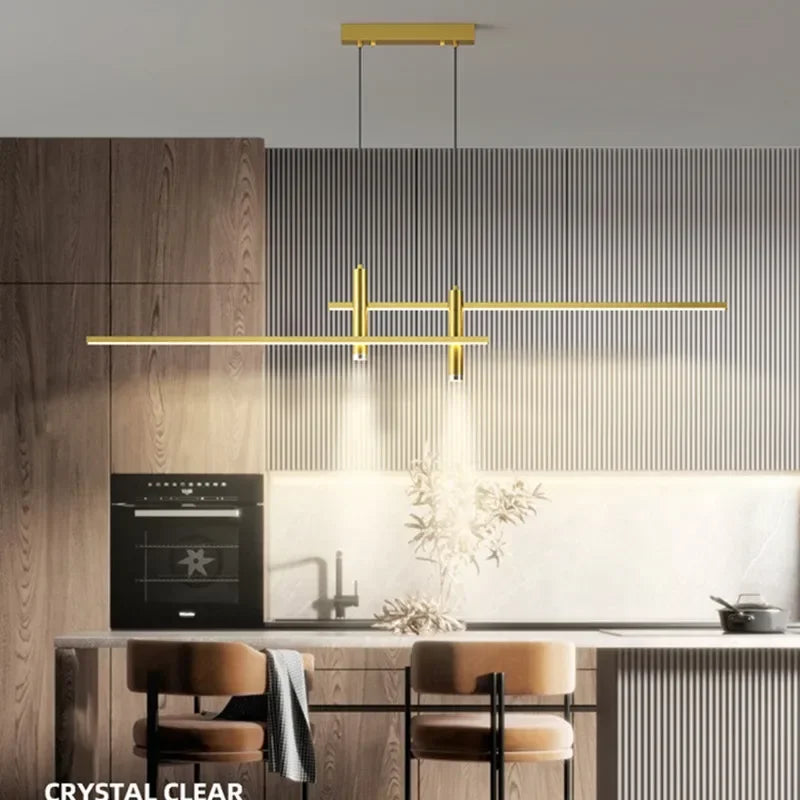Afralia™ Black Gold LED Pendant Lights for Modern Minimalist Dining Room Chandelier