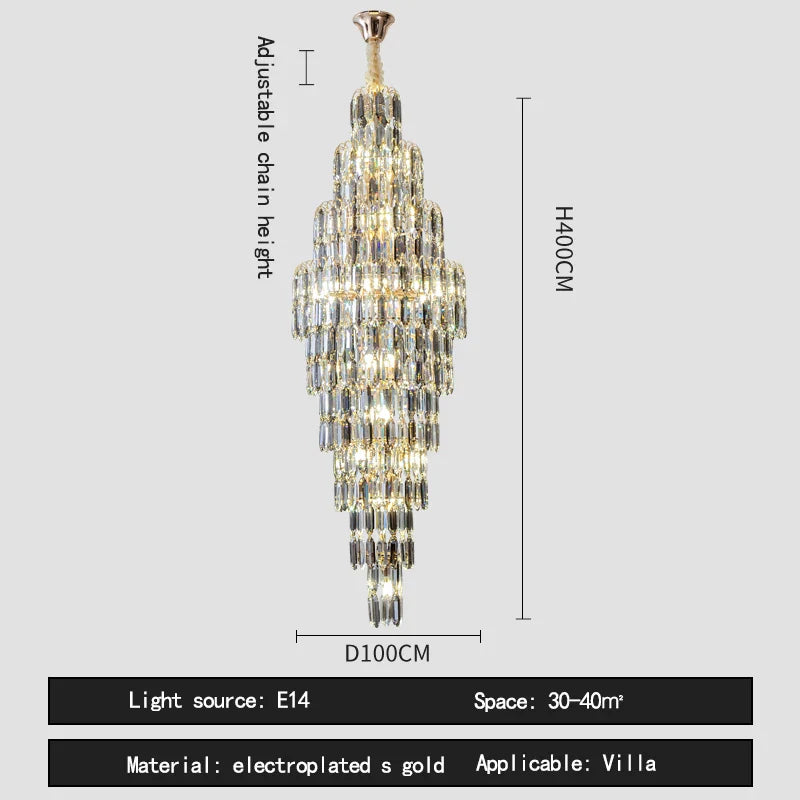 Afralia™ Crystal Loft Pendant Light: Sleek Spiral Staircase Chandelier