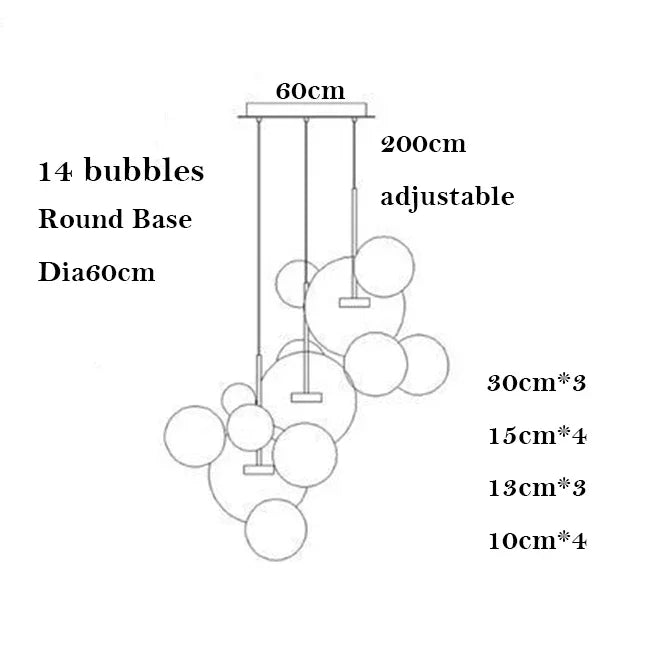 Afralia™ Bubble Ball Pendant Light: Golden Iron Glass Lamp for Kitchen Island, LED Fixtures