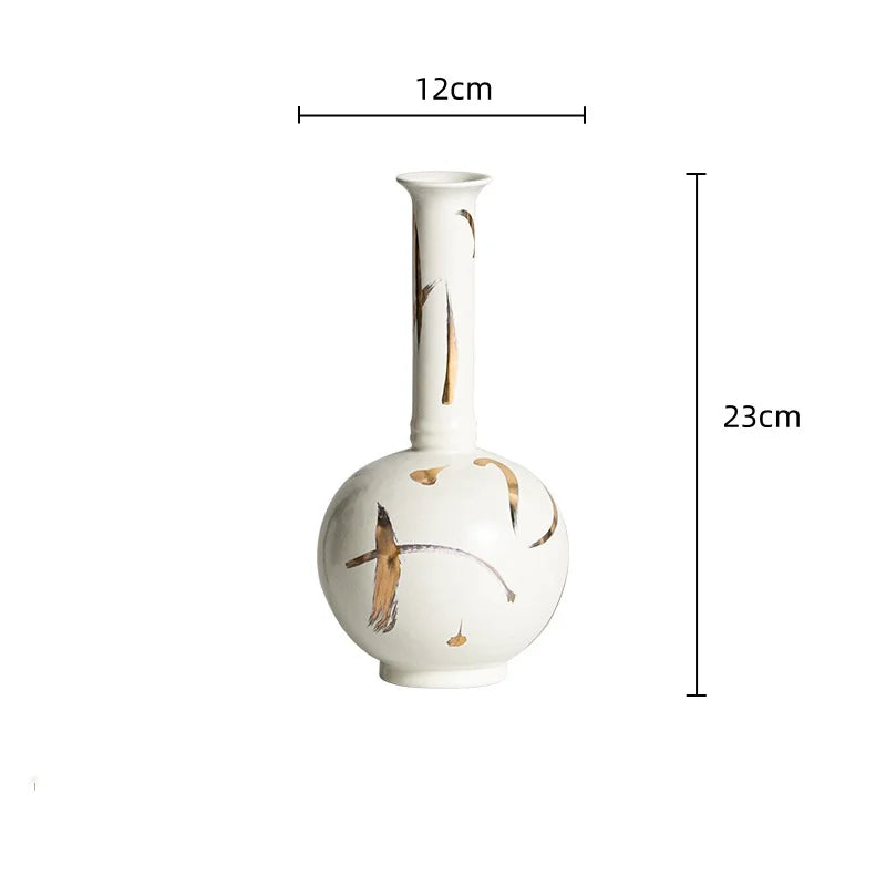 Afralia™ Handmade Porcelain Vase Vintage Ceramic Jar Home Decor Bouquet Flower Arrangement