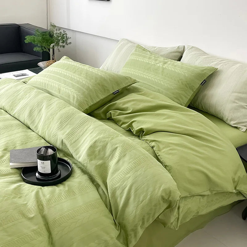 Afralia™ Cotton Jacquard Bedding Set - Single Double Queen King Size Bedclothes