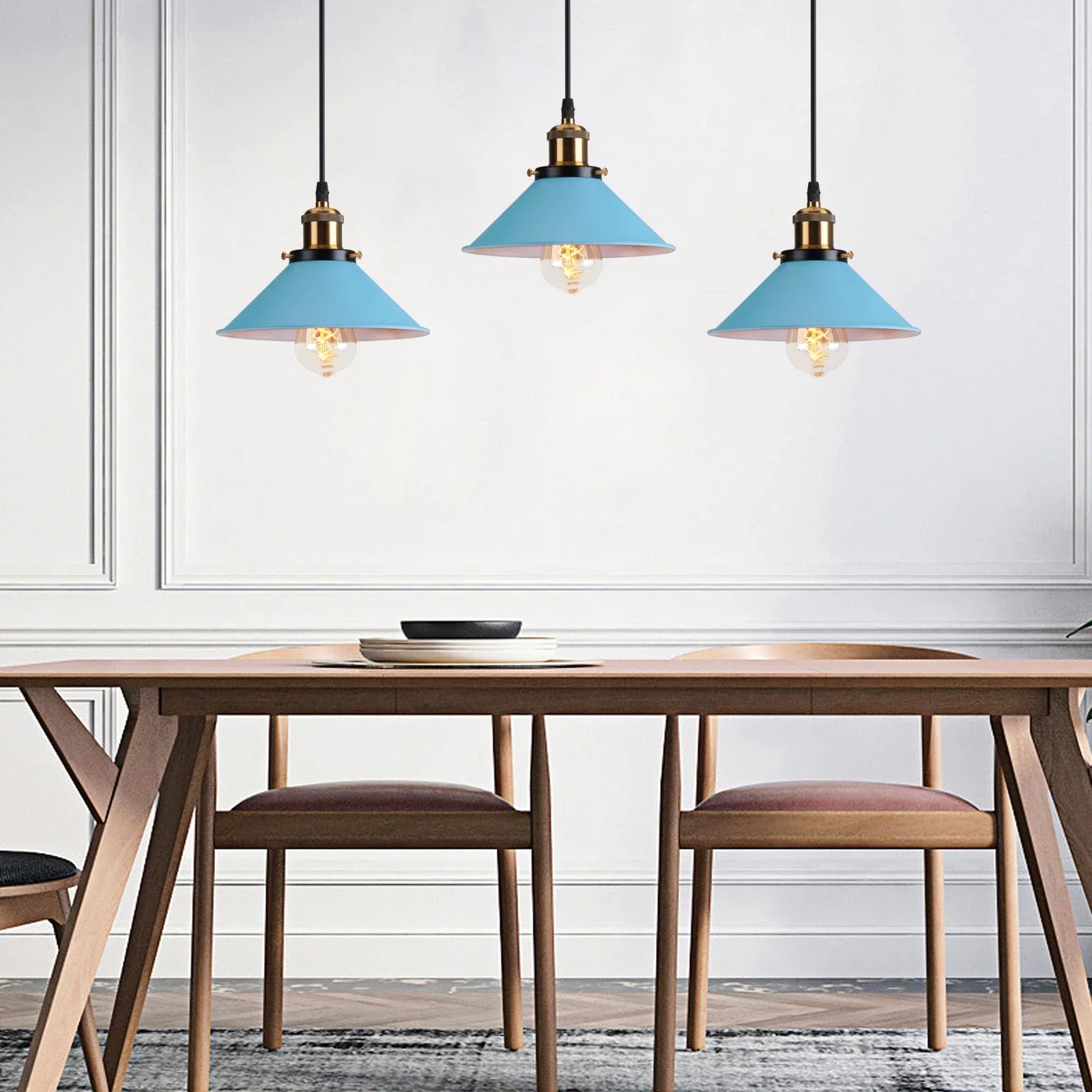 Afralia™ Blue Nordic Pendant Lights E27 Modern Hanging Lamps for Living Dining Kitchen