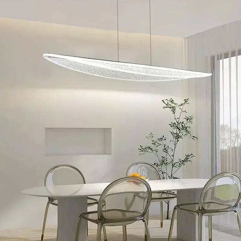 Afralia™ LED Chandelier: Nordic Long Curve Pendant Light for Home Office Dining Decor