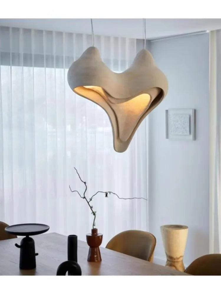 Afralia™ Gypsum Pendant Lamp Conch Design Wabi Sabi Style for Living Room or Bedroom