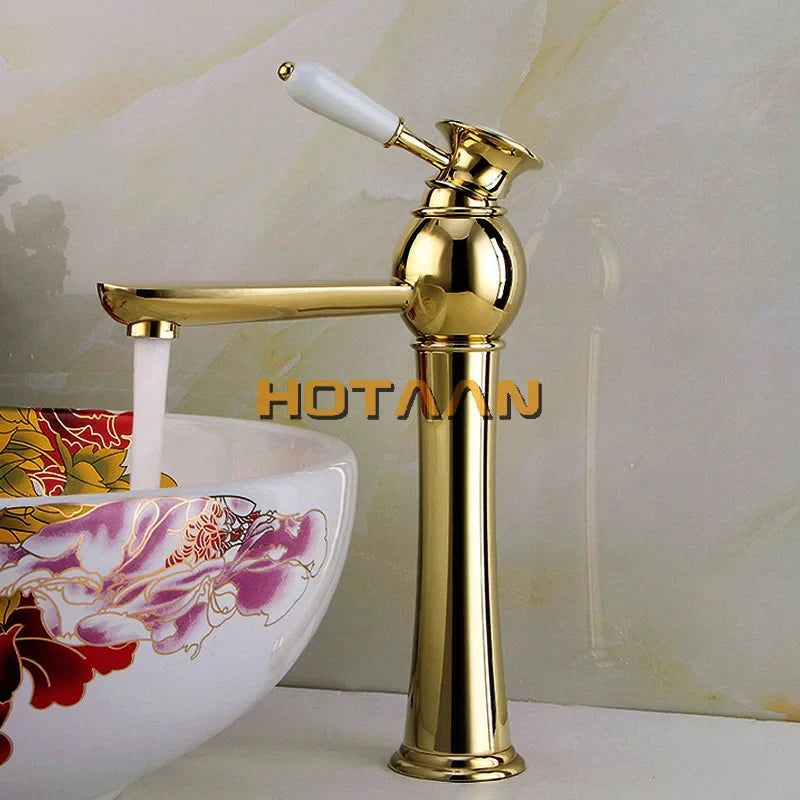 Afralia™ Gold Basin Faucet with Ceramic Mixer Tap - Bathroom Torneiras Para Banheiro