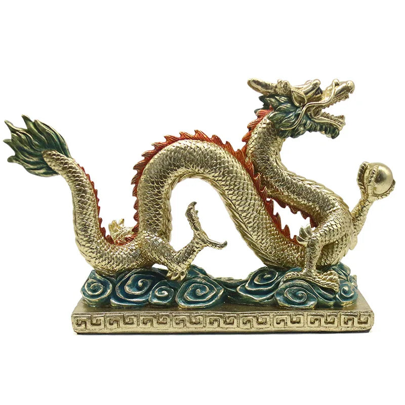 Afralia™ Chinese Dragon Resin Sculpture - Zodiac Home Decor Accessory