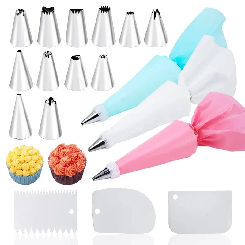 Afralia™ 29-Piece Cream Puff Nozzles Set Cake Decorating Tools