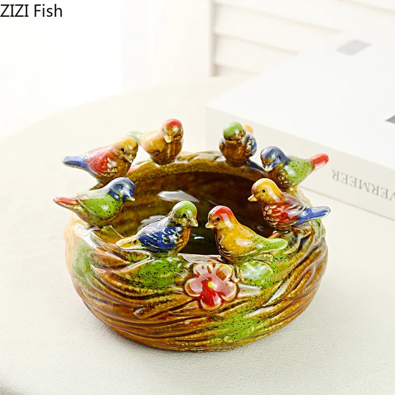 Afralia™ Ceramic Bird Fruit Plate: Decorative Snacks Tray, Nuts Bowl, Candy Storage