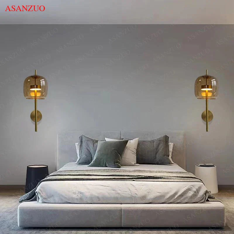 Afralia™ Luxury Glass Wall Lamp for Bedroom Living Room Decor Lighting