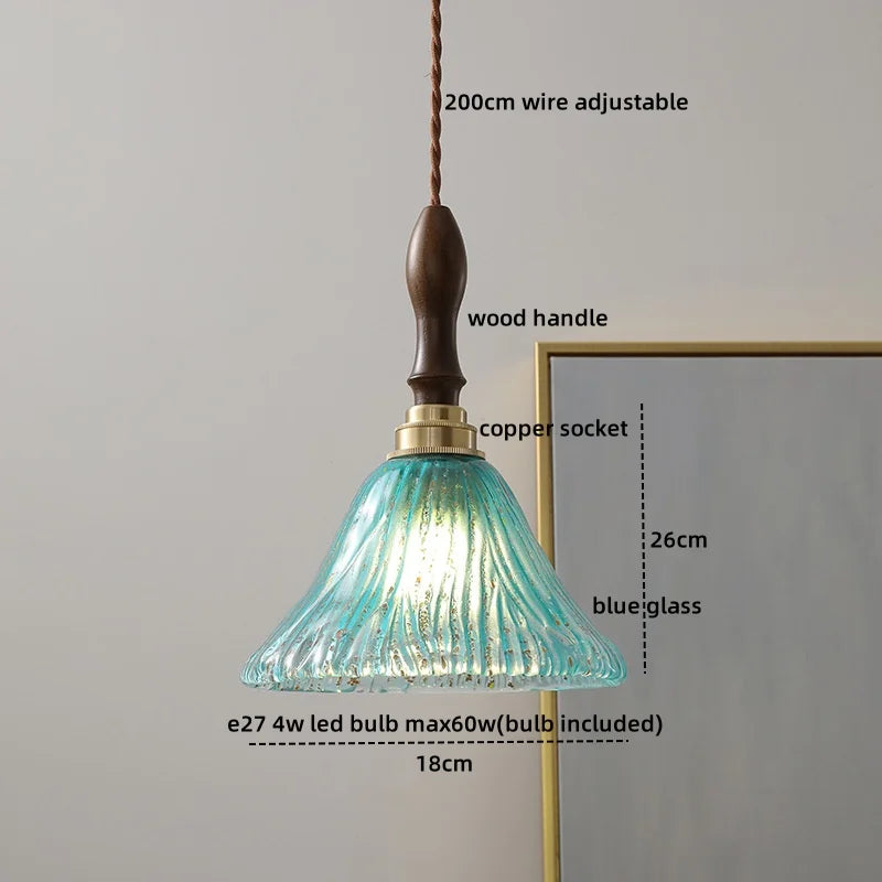 Afralia™ Amber Glass Pendant Lamps Copper Modern Hanging Lights for Living Dining Bedroom