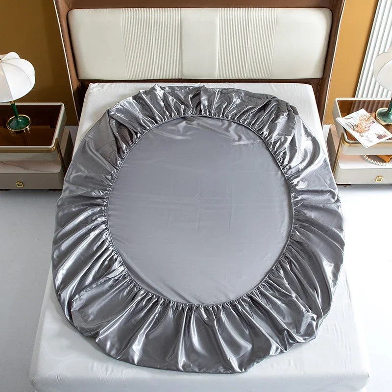 Afralia™ Smooth Satin Fitted Sheet King Size Rayon Bed Sheet 180x200