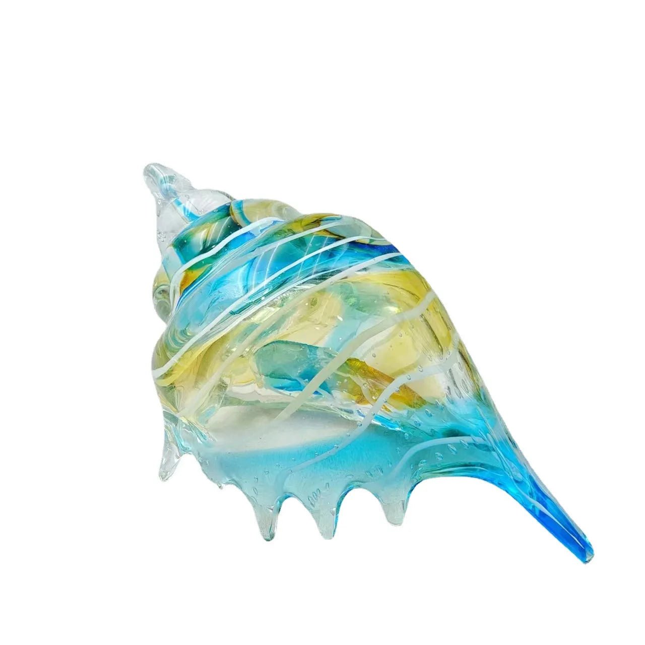 Afralia™ Sea Shell Glass Conch Sculpture Amber Art for Home Decor