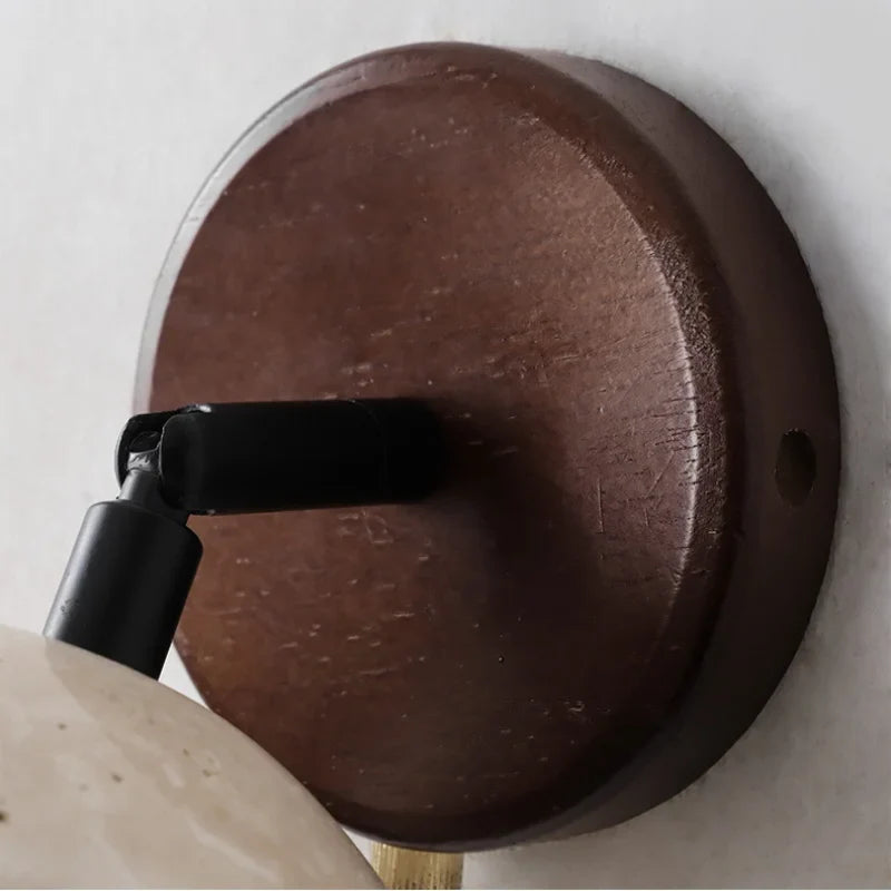 Afralia™ Yellow Travertine LED Wall Light with Pull Chain Switch, Modern Nordic Design