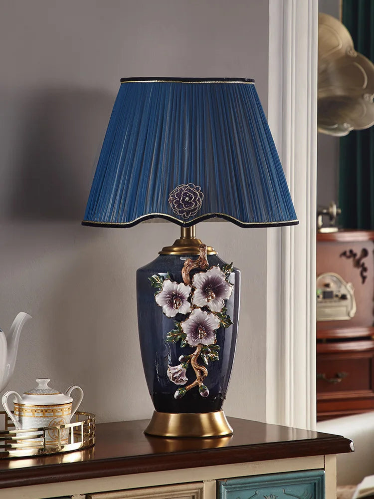 Afralia™ Luxury Brass Ceramics Table Lamp LED for Home Living Room Bedroom