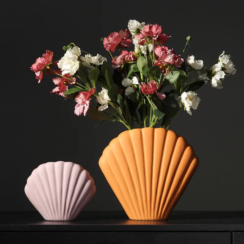 Afralia™ Nordic Art Shell Vase - Modern Ceramic Home Decor Accessories