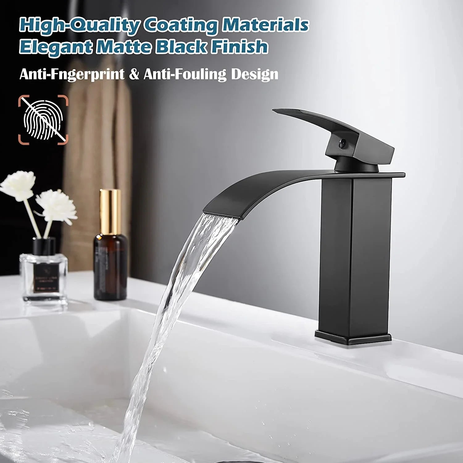 Afralia™ Brass Waterfall Basin Faucet Single Lever Deck Mount Mixer Taps