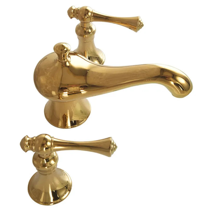 Afralia™ Gold Widespread Bathroom Faucet with Waterfall Design