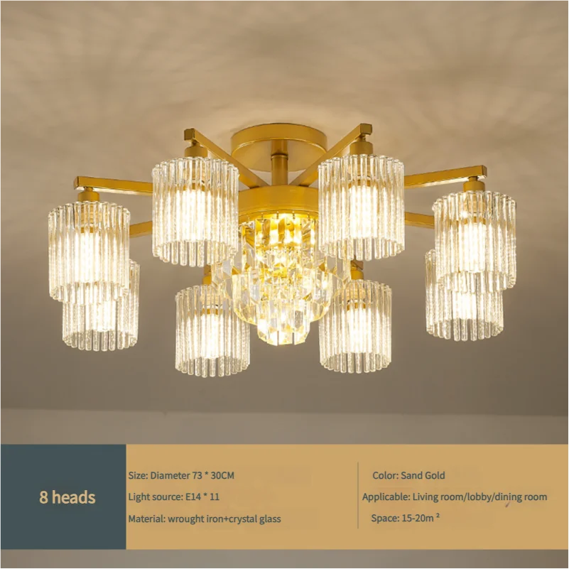 Afralia™ Modern Crystal Ceiling Lamp with Gold and Black Shade