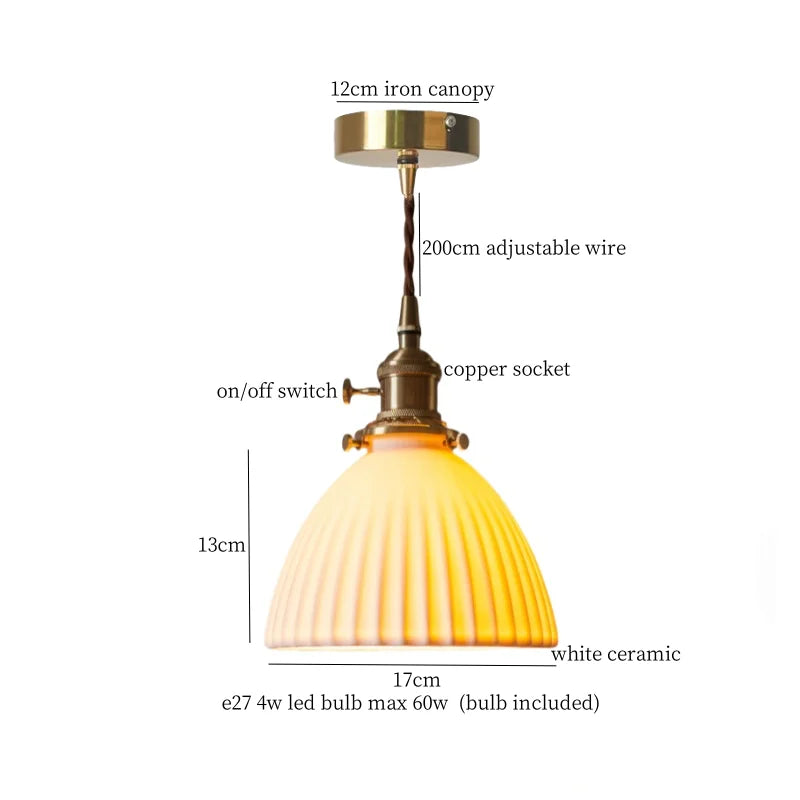 Afralia™ Minimalist Ceramic LED Pendant Lamp for Kitchen Bedroom Living Room