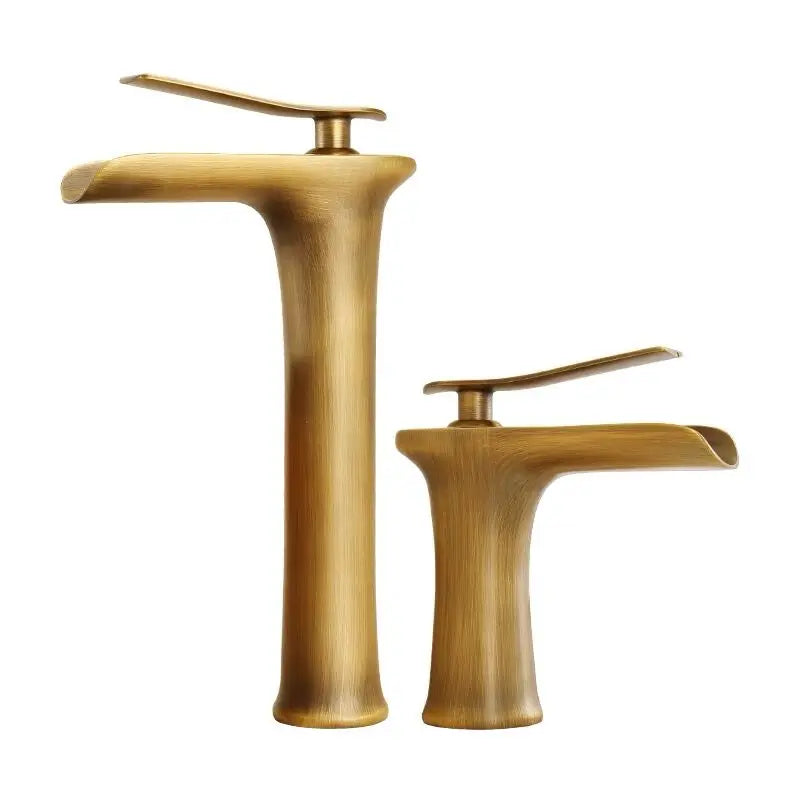 Afralia™ Antique Bronze Waterfall Bathroom Faucet with Hot & Cold Mixer Tap