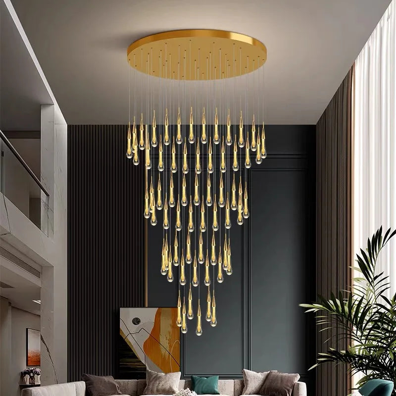 Afralia™ Modern Crystal LED Chandelier Pendant Light for Restaurant, Bar, and Staircase.