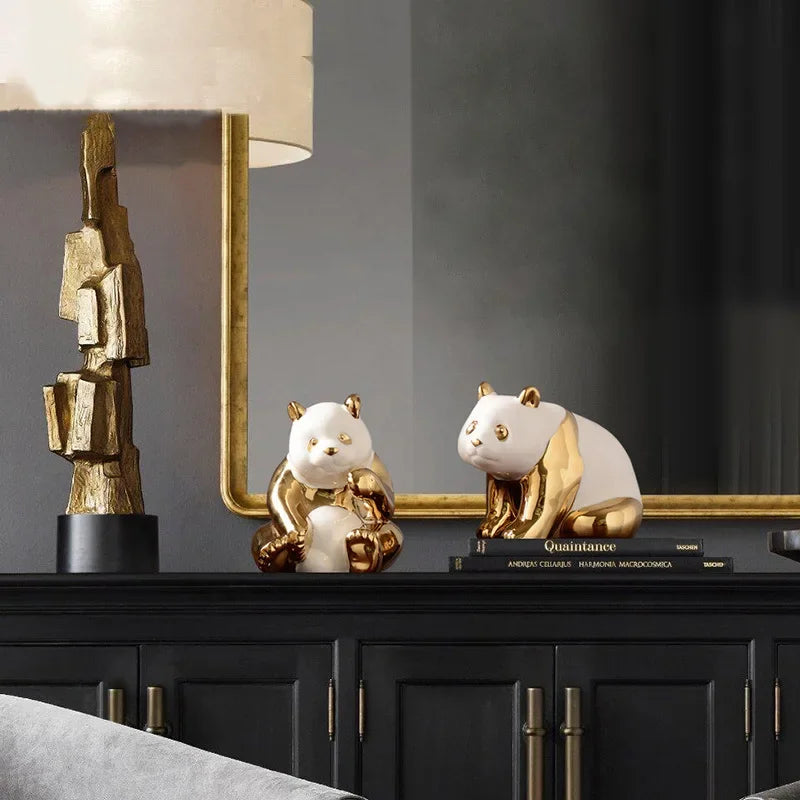 Afralia™ Panda Ceramic Crafts Decoration for Home and Office