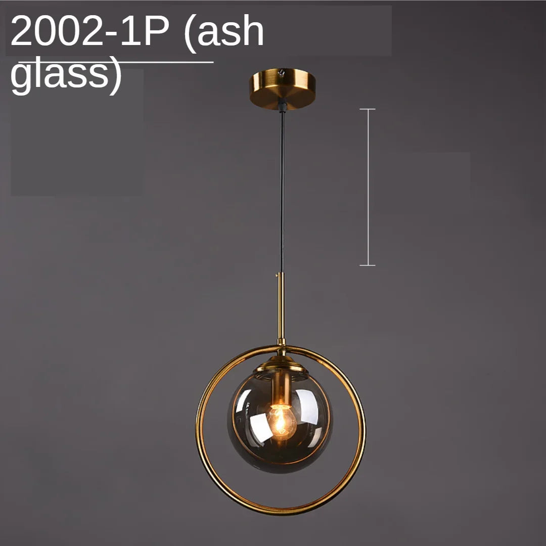 Afralia™ Golden Ring Glass Ball Pendant Light for Kitchen Dining Room & Bedside