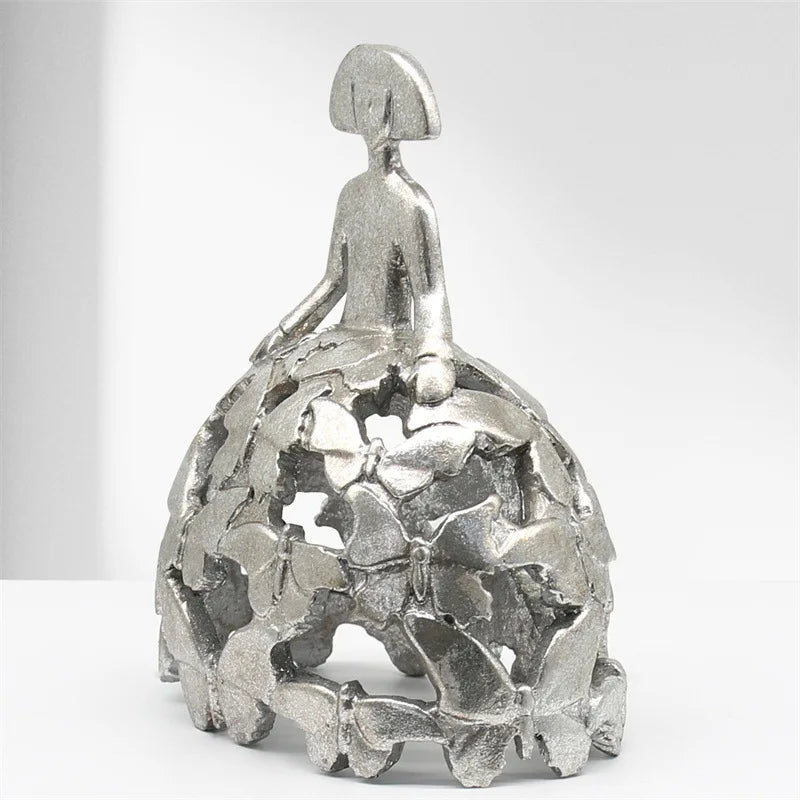 Afralia™ Silver Butterfly Princess Figurine - Home Decor Accessories