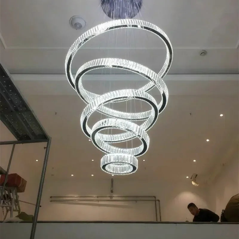 Afralia™ Crystal Ring LED Chandelier: Luxury Modern Ceiling Lighting for Stair, Dining, Bedroom.