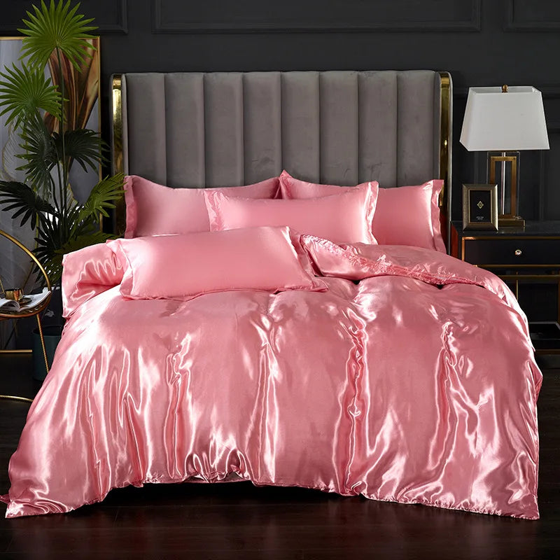 Afralia™ Silky Ice Solid Color Bedding Set for Cool Summer Sleep