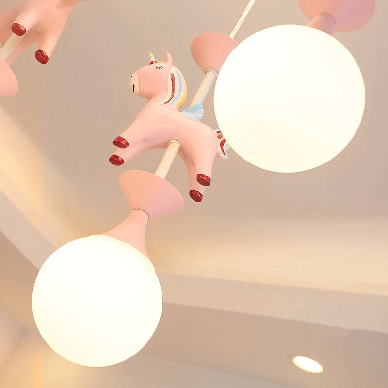 Afralia™ Kids Dream Carousel Chandelier: Modern, Creative & Cute Bedroom Pendant Light