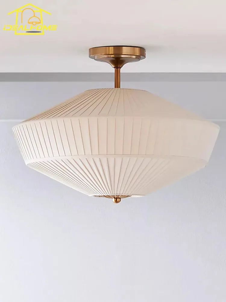 Afralia™ Pleated Fabric Luxury LED Ceiling Lamp for Bedroom and Living Room
