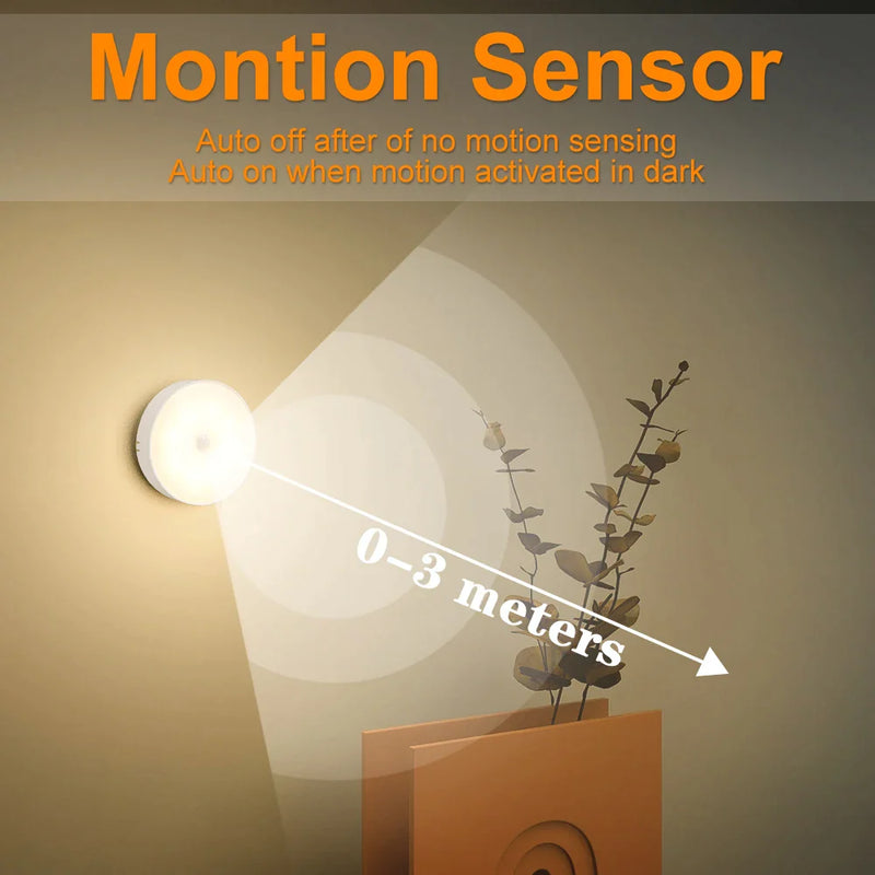 Afralia™ Motion Sensor LED Night Light Rechargeable Dimmable Lamp for Bedroom Kitchen Cabinet