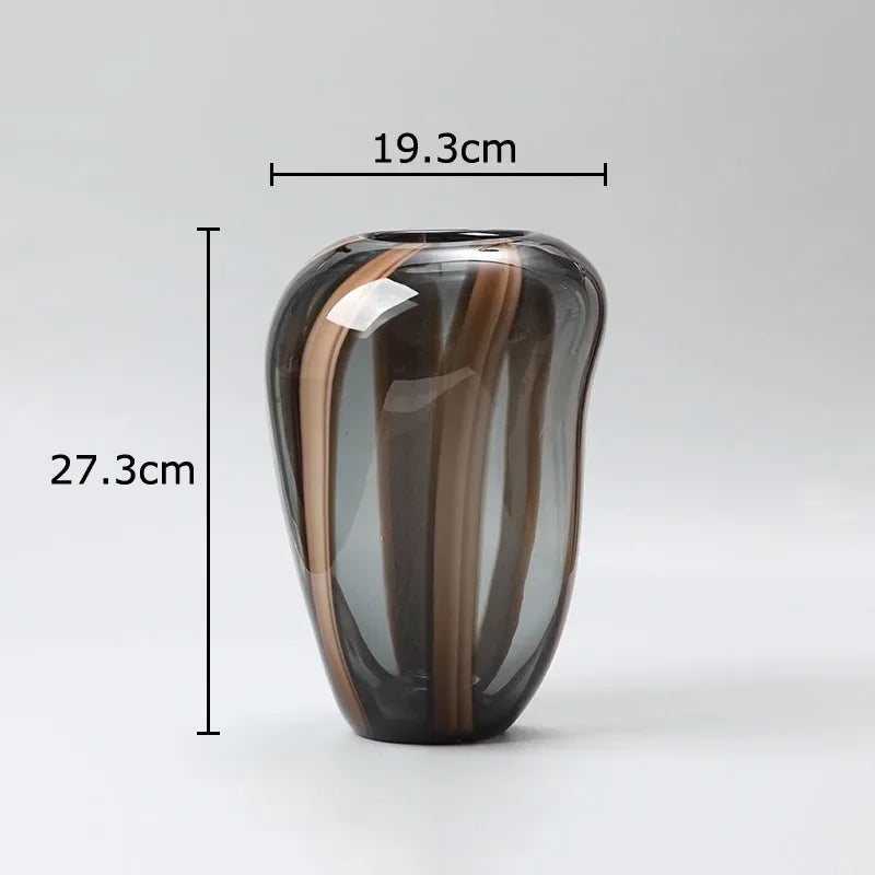 Afralia™ Striped Glass Vase: Creative Flower Arrangement Hydroponics Plant Pot Room Decor