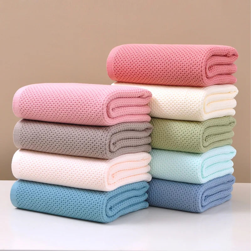 Afralia™ Waffle Bath Towel - 100% Cotton, 70*140 cm - High Quality for Adults, Women, Men - Bathroom Essential