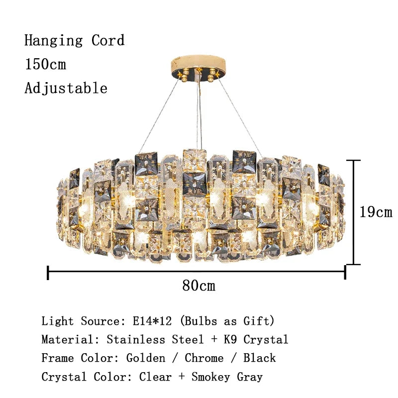 Afralia™ Crystal Pendant Chandelier for Modern Living Room and Restaurant Lighting