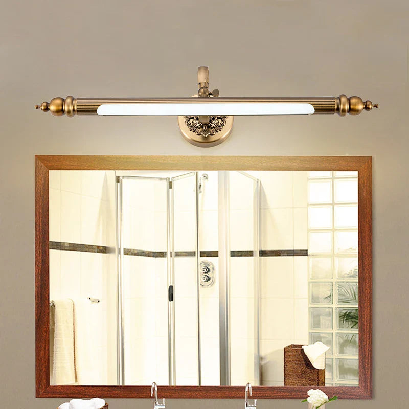 Afralia™ Antique Golden Europe Bronze Mirror Lamp LED 8W 51cm Bedroom Wall Light