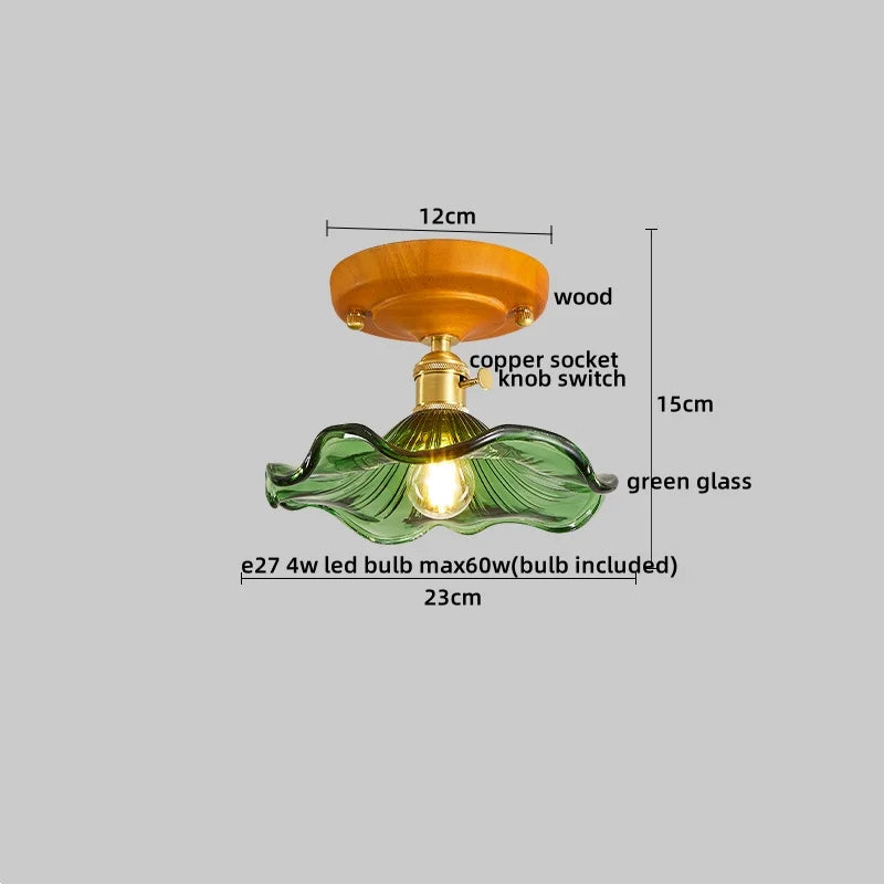 Afralia™ Wood Glass LED Ceiling Lights Modern Luminaria De Teto for Home Décor