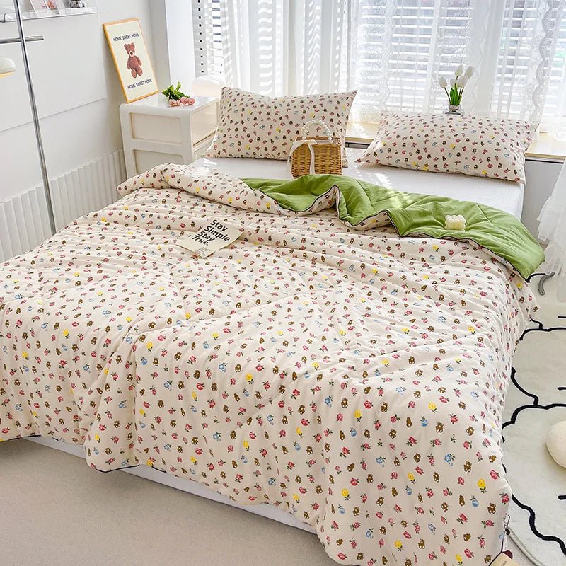 Afralia™ Double Gauze Rabbit Print Quilt: Soft, Breathable, Washable, Light Comforter