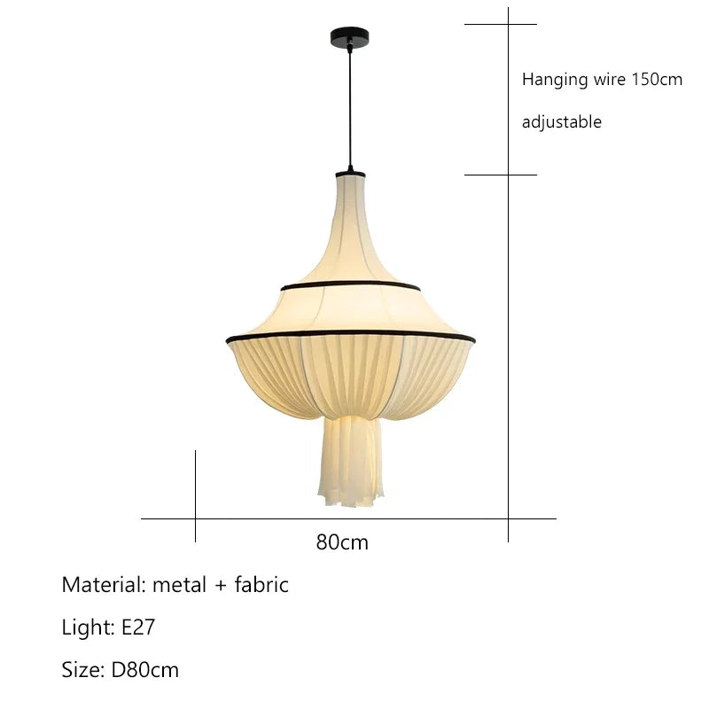 Afralia™ Wabi Sabi Fabric Chandelier LED Pendant Lights for Home Decor