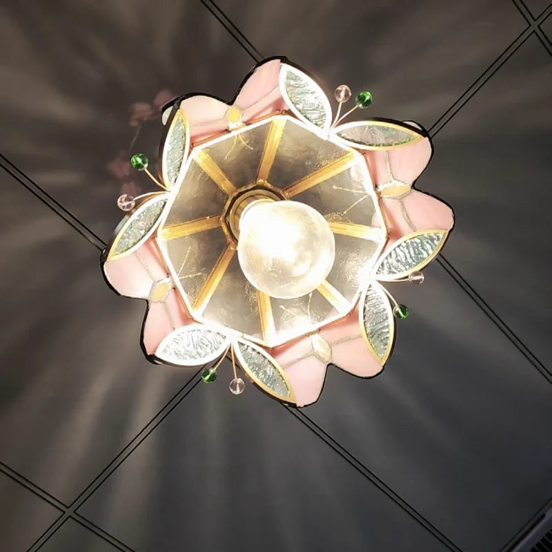 Afralia™ Tiffany Style Butterfly Glass Flower LED Pendant Lamp for Bedroom and Kitchen