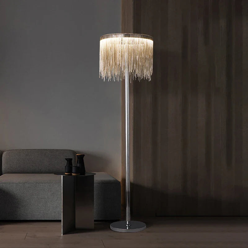 Afralia™ Chrome Metal LED Floor Lamp for Living Room and Bedroom Lighting