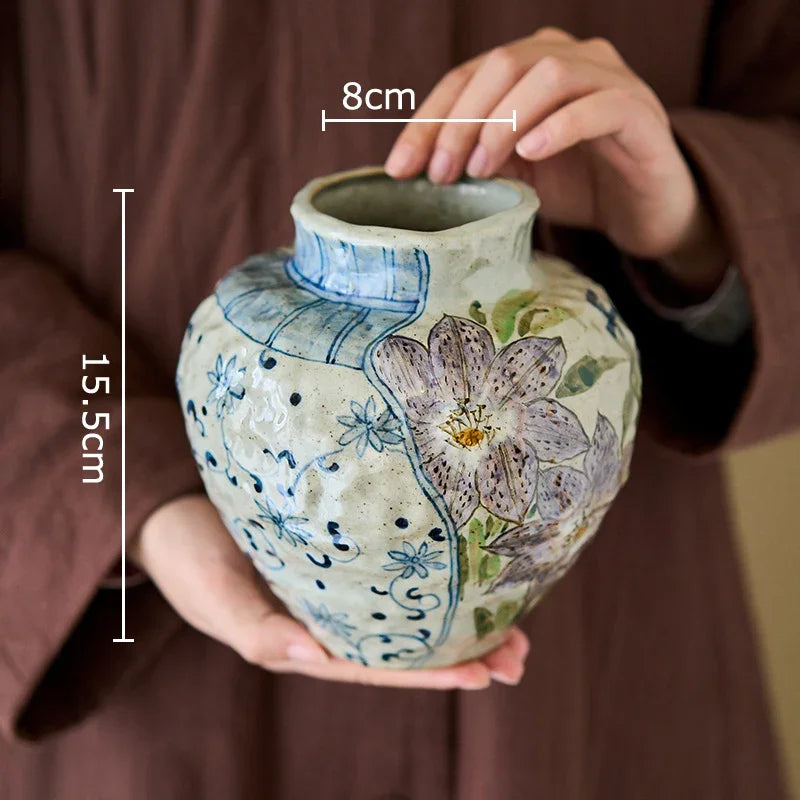 Afralia™ Ceramic Vase with Artificial Flowers - Room Aesthetic Decor